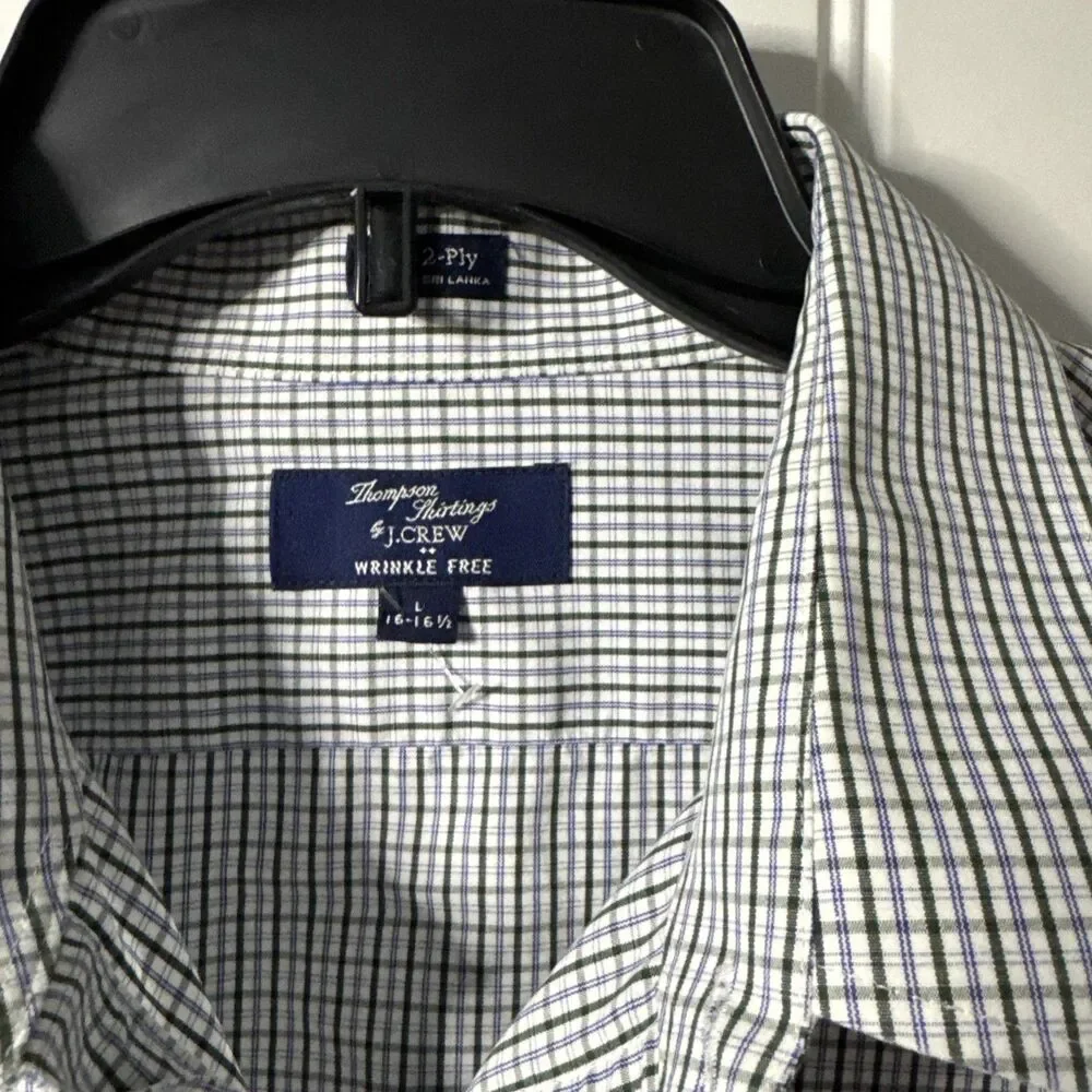 Men's J.Crew Button Up Shirt Classic 2Ply Cotton Check 16- 16.5 Large Men’s